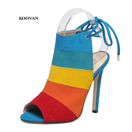 Trend Women Shoes Pumps Heeled Shoes High-heeled Rainbow
