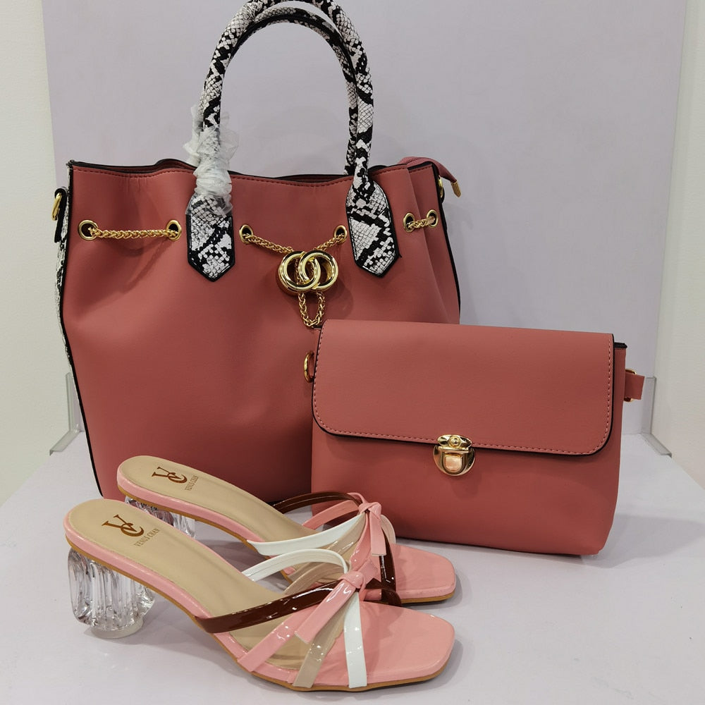 Matching Shoes and Bags: Shoes and Handbag Set Low Heels