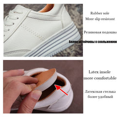Fashion White Split Leather Women Chunky Sneakers White Shoes Lace Up