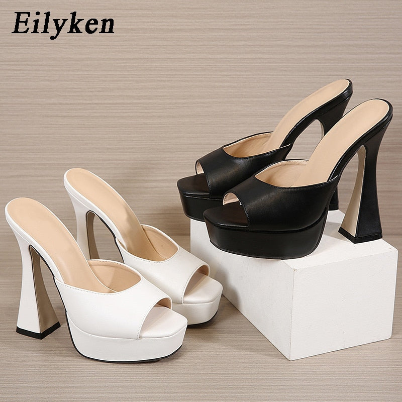 Platform Slippers Women Gladiator Sandals Spike High Heels Summer Peep Toe Pumps