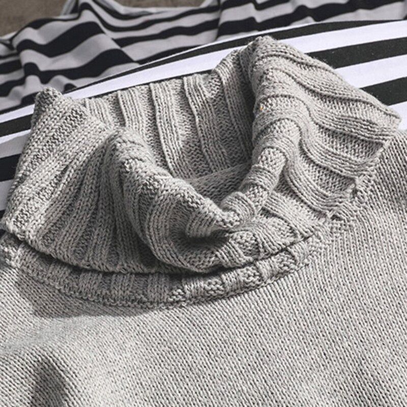 Turtleneck Sweater Men Winter Letter Casual Long Sleeve Top Mens Sweaters