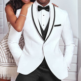 Tuxedo for Mens: White and Black Wedding Tuxedo for Groom 3 Piece Slim Fit Men Suits