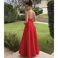 Evening wear Dresses: Prom Dresses gown red V-neck