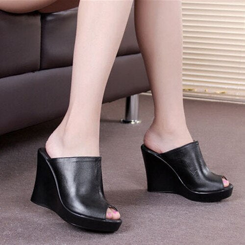 Women Sandals Woman Leather Sandals Wedges Heel Women