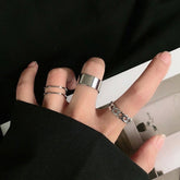 Punk Metal Geometry Circular Punk Rings Set Opening Index Finger