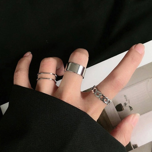 Punk Metal Geometry Circular Punk Rings Set Opening Index Finger