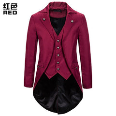 Gothic Victorian Tailcoat Jacket Men Steampunk Medieval Cosplay Costume Male