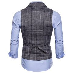 Mens Vest Casual Business Men Suit Vests Male Lattice Waistcoat
