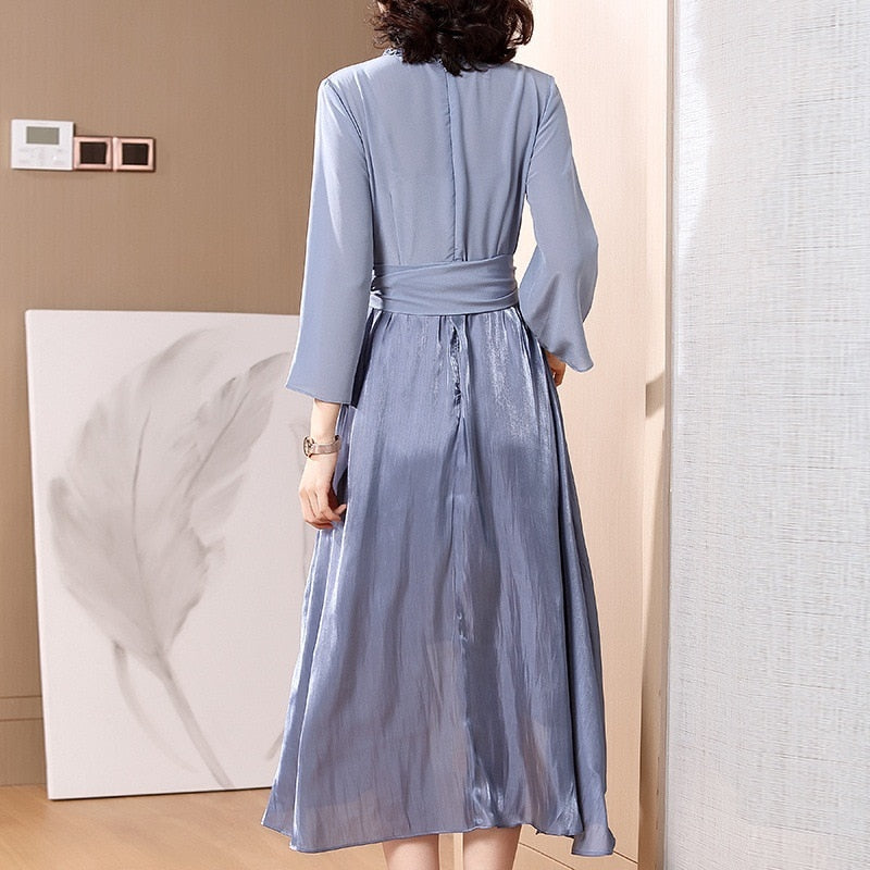 Spring and summer women fashion V-neck nine point sleeve