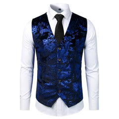 Gold Steampunk Vest Men Suit Gilet Homme Wedding Sleeveless Slim Fit