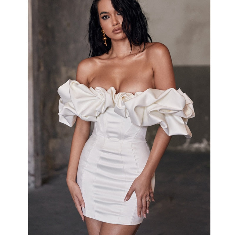 White Dress Short Party Dress Nightclub Vestidos