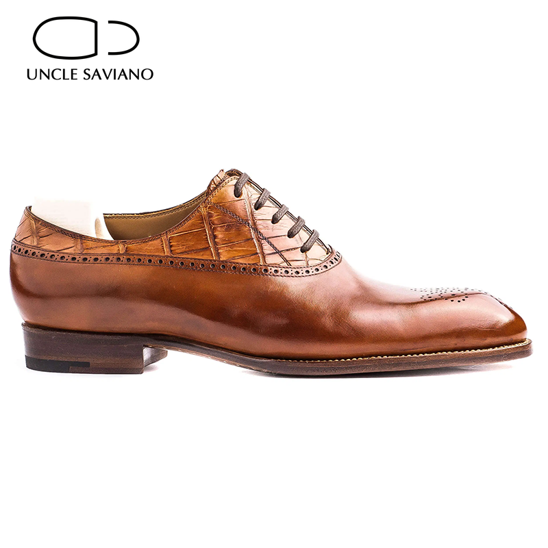 Uncle Saviano Oxford Dress Brogue Style Man Shoes Fashion Genuine Leather Shoe