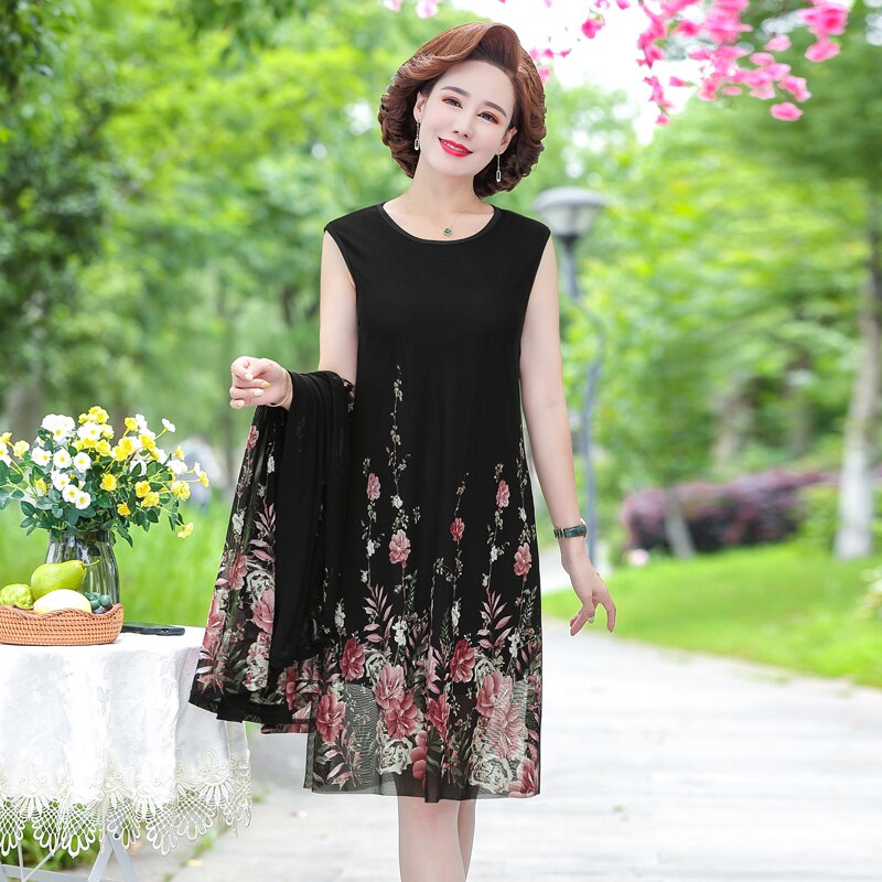 yarn 2 piece set dress cardigan women 4xl 5xl party midi flower dresses elegant