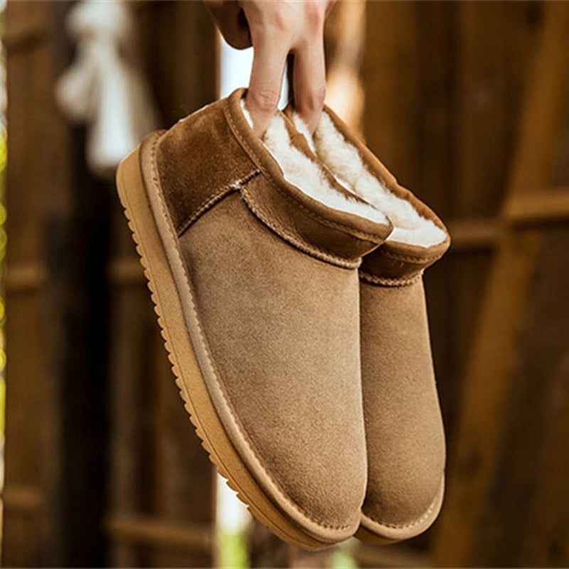 Nature wool real fur mini ankle winter Casual women snow boots