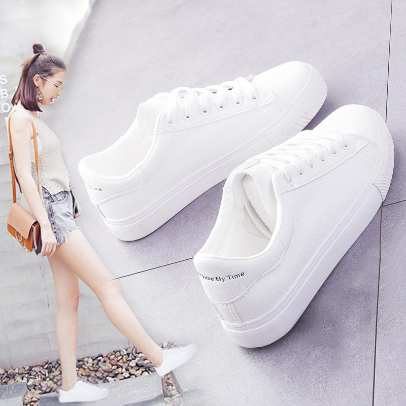 Women Sneakers Fashion Breathble Vulcanized Shoes Pu Leather