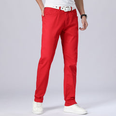 Classic Style Men Regular Fit White Jeans Business Fashion Denim