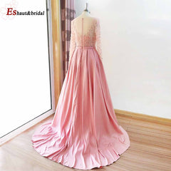 Evening wear Dresses: Evening Night Dress for Women Muslim O Neck Long Sleeves