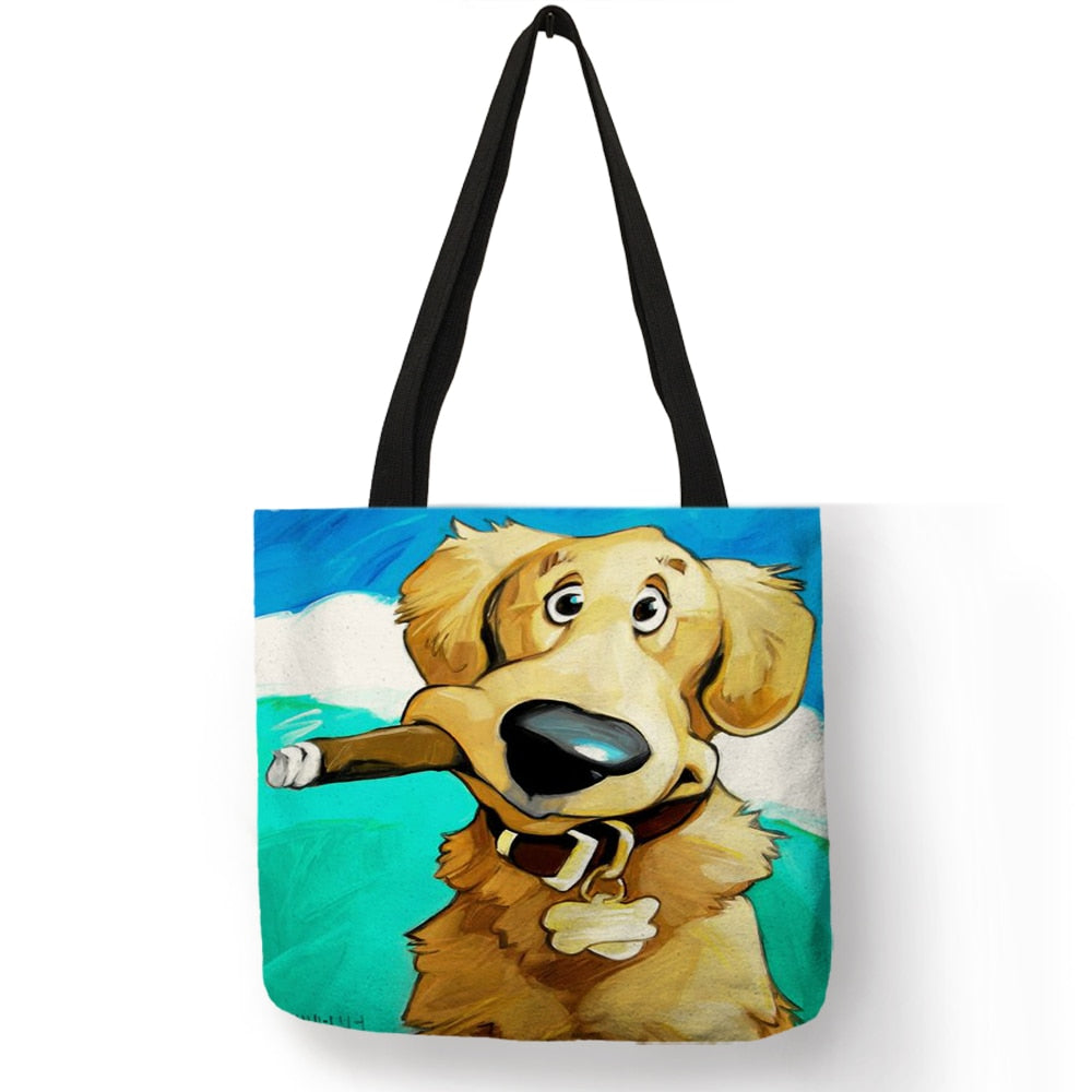 Customize Shopping Tote Greyhound Black Dog Print Women