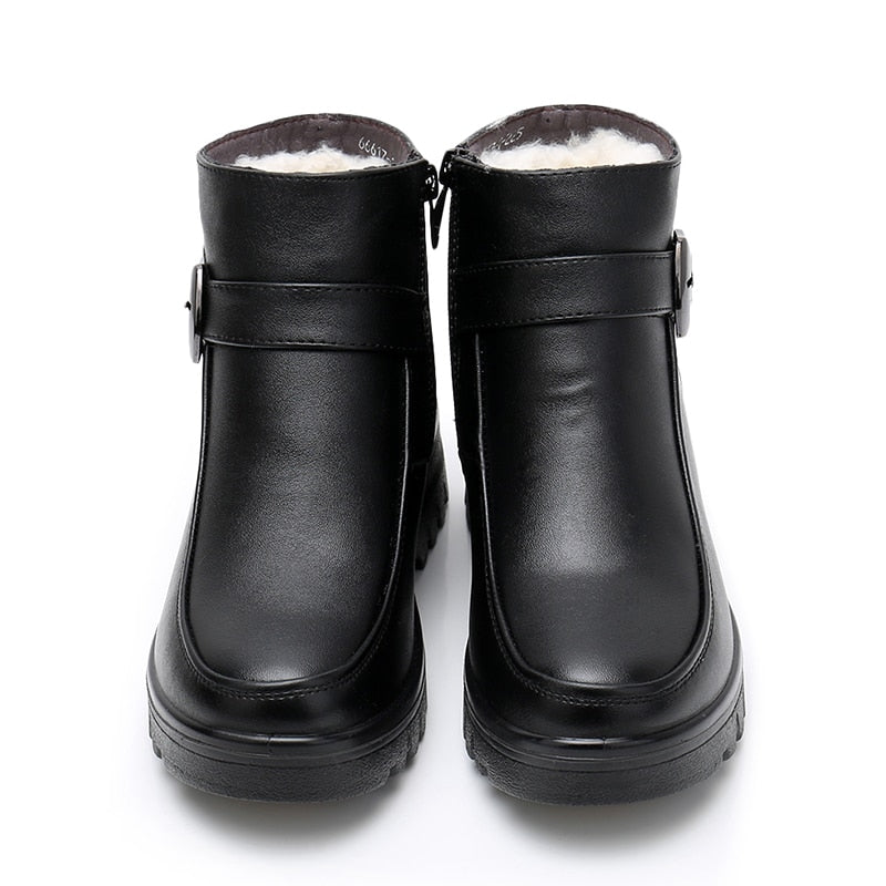 Fashion Winter Women Genuine Leather Ankle Boots Female Thick