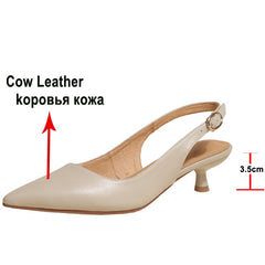 Matching Shoes and Bags: Women Slingbacks Shoes Cow Leather Buckle Thin Heels