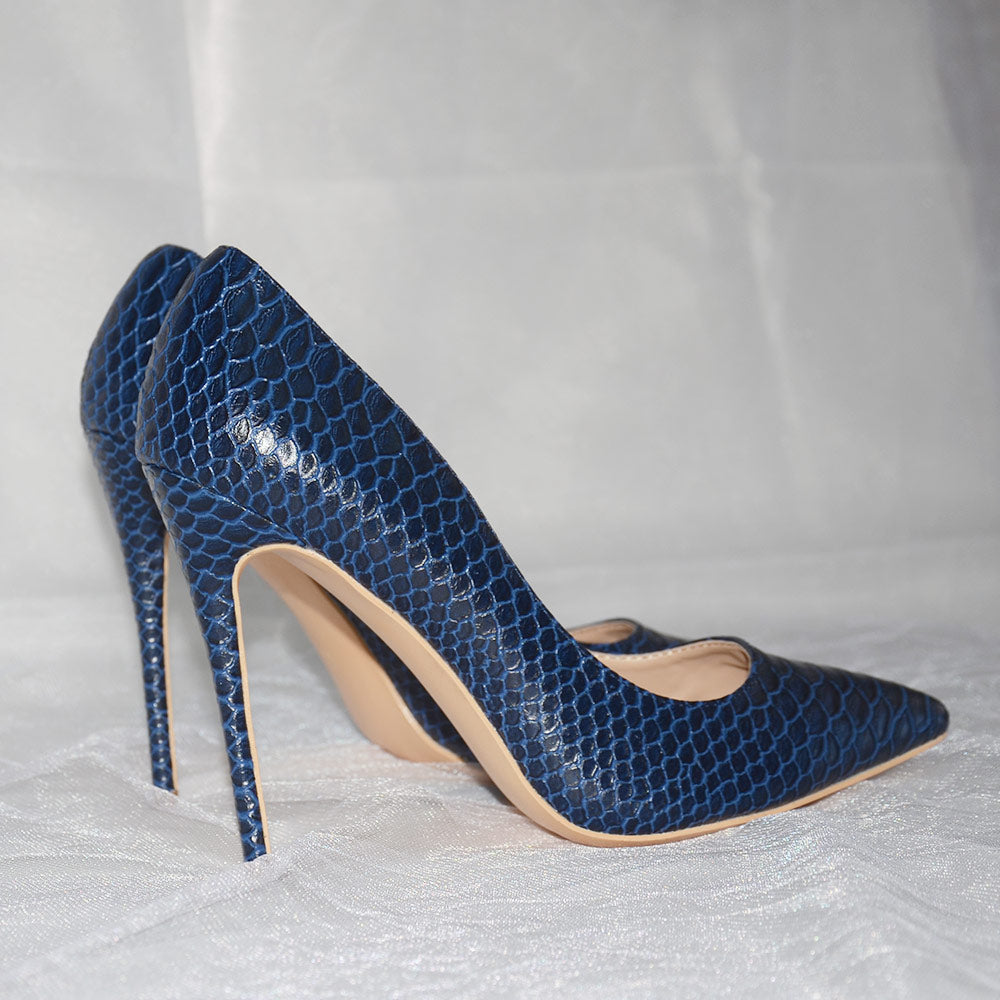Women Snakeskin Embossed Extremely High Heel Party Shoes