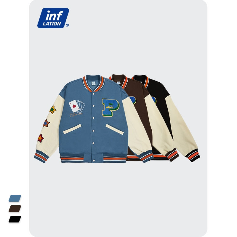 Streetwear Vintage Baseball Jacket Men High Quality Towel Embroidery