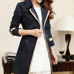Trench Coat For Women Autumn Casual Double Breasted Female