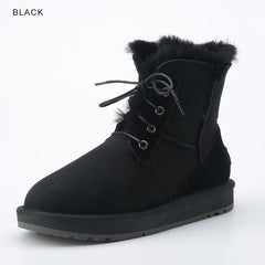 Fashion Leather Natural Wool Fur Lined Women