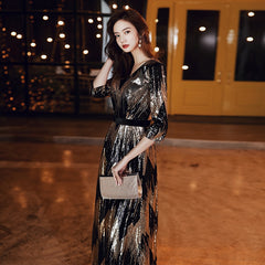 Evening wear Dresses: Long Evening Dress Elegant Zipper Women Party Dresses