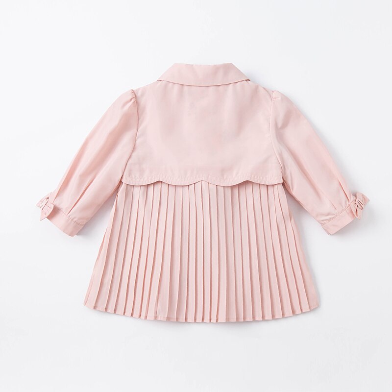 Spring Baby Girls Fashion Bow Solid Pockets Coat Cute