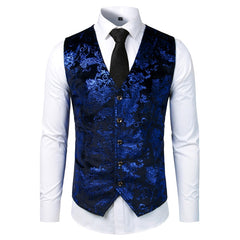 Gold Steampunk Vest Men Suit Gilet Homme Wedding Sleeveless Slim Fit