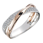 Huitan Fresh Two Tone X Shape Cross Ring for Women Wedding