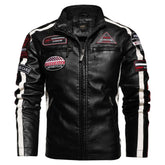 Fashion Casual Leather Embroidered Aviator Jacket In Winter Velvet Pu Jacket