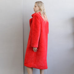 Women Winter Warm Faux Fur Coat Thick Women Long Coat Turn Down