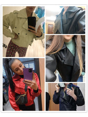 Winter Autumn Women's Leather Wallet Jacket