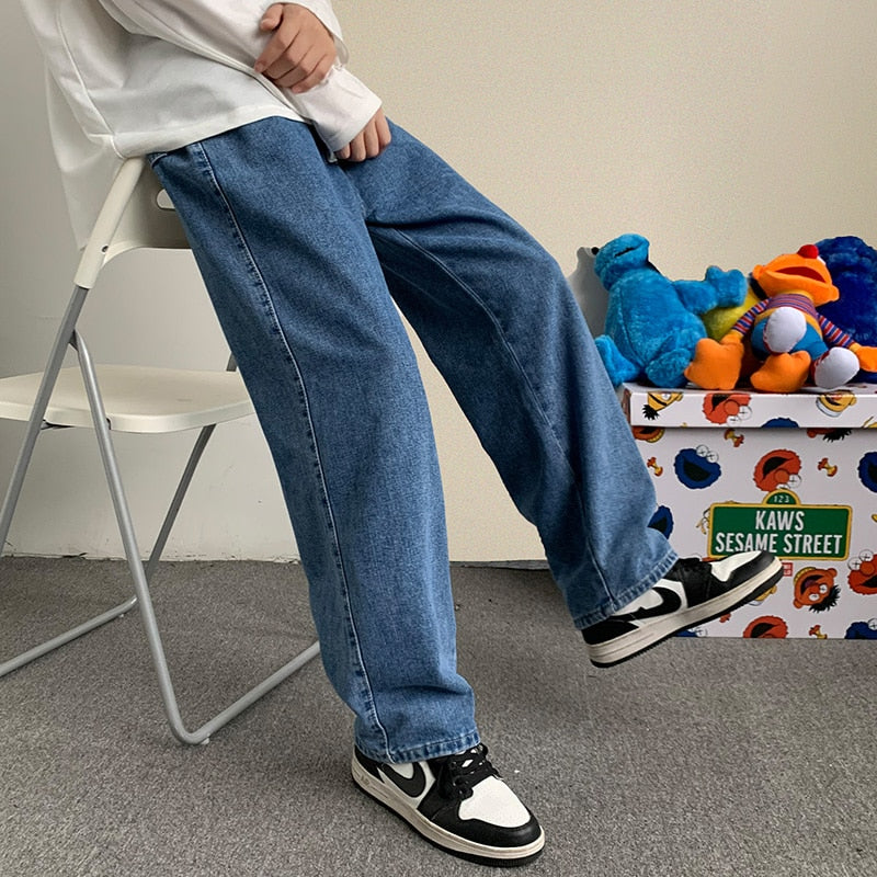 Streetwear Baggy Jeans Men Korean Fashion Loose Straight Wide Leg Pants