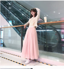 Maxi Long Tulle Skirt Women High Waist Ball Gown Skirts Spring