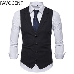 Mens Suit Vest Fashion Slim Fit Thin Plaid Men Waistcoat Tops Slim Business Vest
