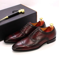 Size 6-13 Handmade Mens Wingtip Oxford Shoes Grey Genuine Leather