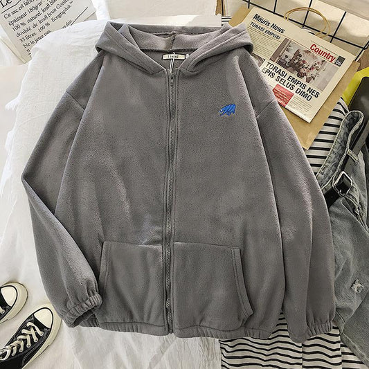 Winter Women Hoodie Tops Autumn Korean Fashion Animal Embroidery