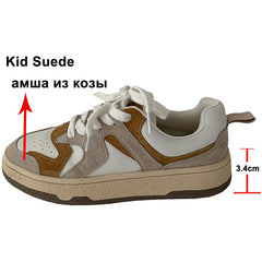 Flats Sneakers Women Shoes Natural Genuine Leather Flat Platform