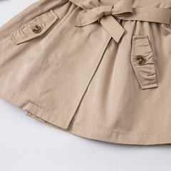 spring kids girls fashion solid button pockets hooded coat