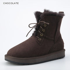 Fashion Leather Natural Wool Fur Lined Women