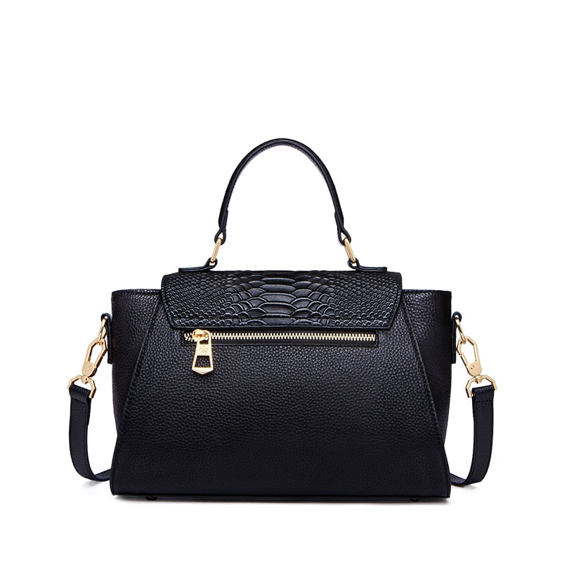 Stock are Ready!!Buy now Genuine leather Woman bags Purses Totally Black