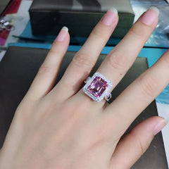 Luxury 925 Sterling Silver 3EX Emerald Cut 5CT VVS Pink Created