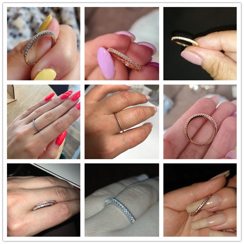 Huitan Minimalist Thin Rings for Women Wedding Brilliant Cubic