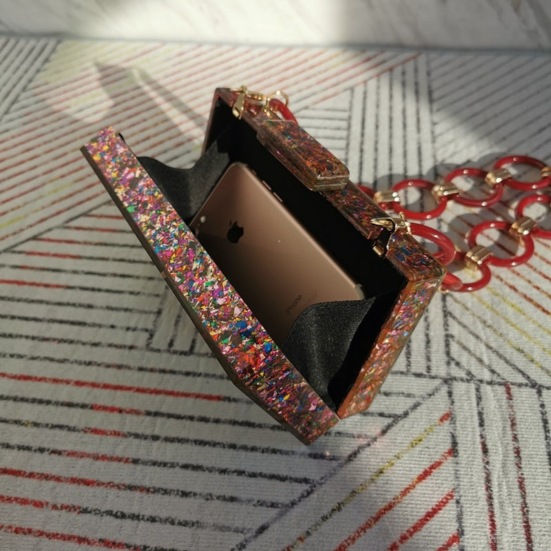 Women Acrylic Bags Fashion Colorful Handbags Evening Bags Prom Party