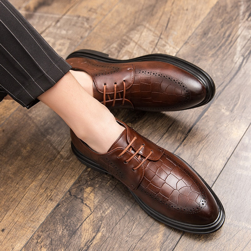 Fashion Men Dress Shoes Men Luxury brogue oxfords Ventilation Pointed