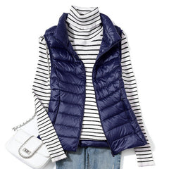 Ultra Light Down Vest Women Short Vest Windproof Lightweight Warm Waistcoat