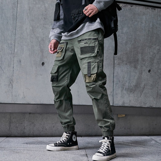 Single Road Mens Cargo Pants Men Fashion Black Baggy Joggers